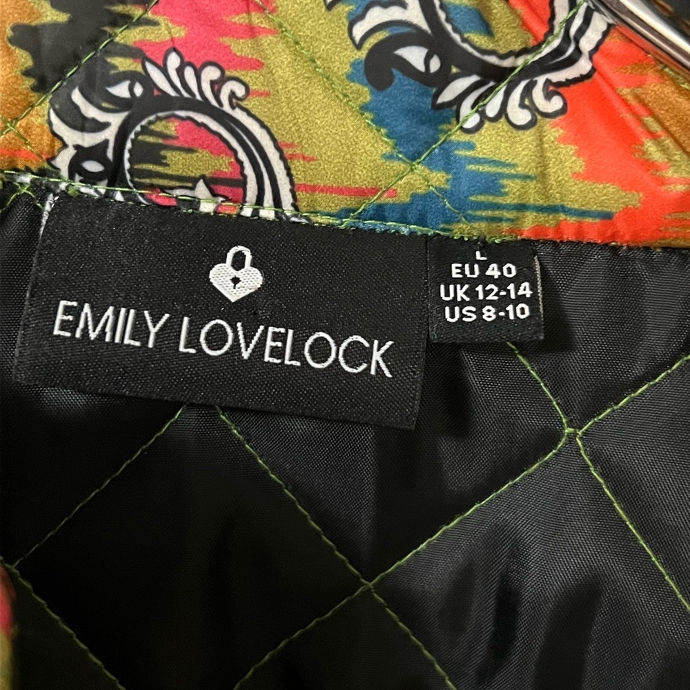 Emily Lovelock multicolor paisley quilted zip front boxy jacket colorful - Picture 10 of 11
